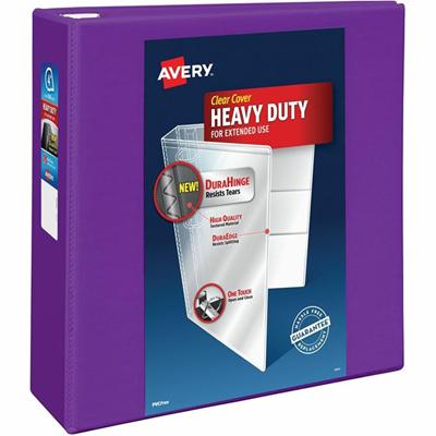 Avery&reg; Heavy-Duty View Binders with One Touch EZD Rings - 4" Binder Capacity - Letter - 8 1/2" x 11" Sheet Size - 780 Sheet Capacity - 780 x 4" Ring(s) - Fastener(s): Ring - Pocket(s): 4, Internal - Polypropylene - Purple - Adhesive, Clear Overla