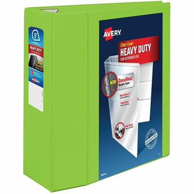Avery&reg; Heavy-Duty View Binders with One Touch EZD Rings - 5" Binder Capacity - Letter - 8 1/2" x 11" Sheet Size - 1050 Sheet Capacity - 1050 x 5" Ring(s) - Fastener(s): Ring - Pocket(s): 4, Internal - Polypropylene - Chartreuse - Adhesive, Clear 