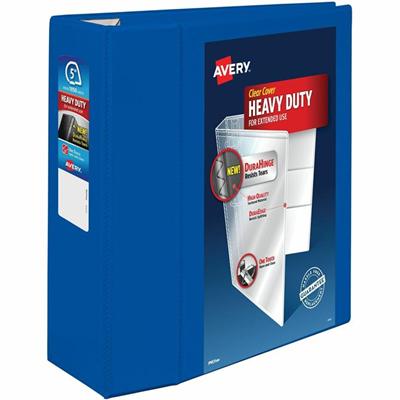Avery&reg; Heavy-Duty View Binders with One Touch EZD Rings - 5" Binder Capacity - Letter - 8 1/2" x 11" Sheet Size - 1050 Sheet Capacity - 1050 x 5" Ring(s) - Fastener(s): Ring - Pocket(s): 4, Internal - Polypropylene - Pacific Blue - Adhesive, Dura
