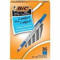 BIC Round Stic Grip Ballpoint Pen - 1.2 mm Medium Pen Point - Blue Ink - Brass Tip - 36 / Box