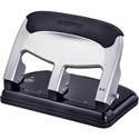 Bostitch EZ Squeeze 40-sheet 3-Hole Punch - 3 Punch Head(s) - 40 Sheet of 20lb Paper - 9/32" Punch Size - 7.4" Width x 3.1" Height - Black, Silver