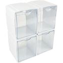 Deflecto Tilt Bin Interlocking Storage Organizer - 5.50" Height x 5.25" Width x 4.75" Depth - Desktop - Interlockable, Stackable - White - 4 / Box