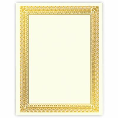 Geographics Gold Foil Certificate - - LengthLaser, Inkjet Compatible - Gold with Gold Border - 15 / Pack