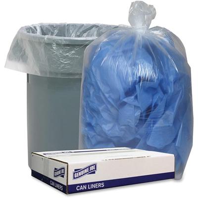 Genuine Joe Low Density Can Liners - 45 gal Capacity - 46" Length x 40" Width x 1.40 mil (36 Micron) Thickness - Low Density - Clear - Recycled - 100 / Carton