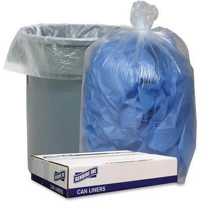 Genuine Joe Low Density Can Liners - 60 gal Capacity - 58" Length x 38" Width x 1.75 mil (44 Micron) Thickness - Low Density - Clear - Recycled - 100 / Carton