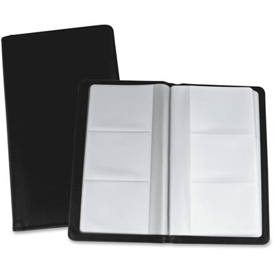 Lorell Business Card Storage Holder - 0.7" Height x 4.8" Width x 7" Depth - Vinyl, Plastic - Black, Clear - Compact - 1 Each