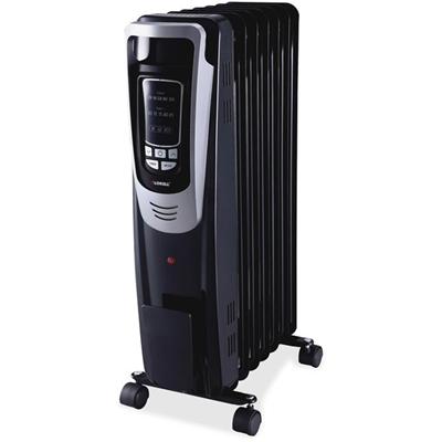 Lorell LED Display Mobile Radiator Heater - Electric - 600 W to 1500 W - 3 x Heat Settings - 150 Sq. ft. Coverage Area - 1500 W - Black