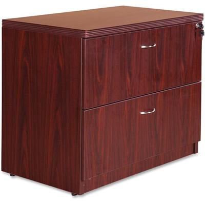 Lorell Chateau Series Lateral File - 2-Drawer - 30" Height x 36" Width x 22" Depth Lateral File, x 1.5" Thickness Top - Total Drawer(s): 2 - Reeded Edge - Material: Laminate - Finish: Mahogany - Durable, Heavy Duty, Ball-bearing Suspension - For Offi