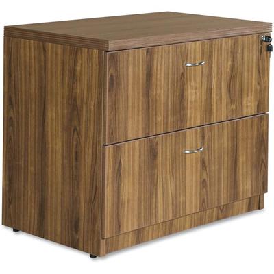 Lorell Chateau Series Lateral File - 2-Drawer - 30" Height x 36" Width x 22" Depth Lateral File, x 1.5" Thickness Top - Total Drawer(s): 2 - Reeded Edge - Material: Laminate - Finish: Walnut - Durable, Heavy Duty, Ball-bearing Suspension - For Office