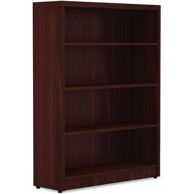 Lorell Chateau Series Bookshelf - x 1.5" Thickness Top, 48.5" Height x 36" Width x 11.6" Depth Bookshelf - 4 Shelve(s) - Reeded Edge - Material: P2 Particleboard - Finish: Mahogany - Durable, Sturdy - For Office, Book - 1 Each