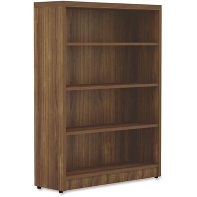 Lorell Chateau Series Bookshelf - x 1.5" Thickness Top, 48.5" Height x 36" Width x 11.6" Depth Bookshelf - 4 Shelve(s) - Reeded Edge - Material: P2 Particleboard - Finish: Walnut, Laminate - Durable, Sturdy - For Office, Book - 1 Each