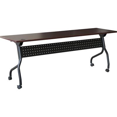 Lorell Flip Top Training Table - Rectangle Top - Four Leg Base - 4 Legs - 72" Table Top Width x 23.60" Table Top Depth - 29.50" Height x 70.88" Width x 23.63" Depth - Assembly Required - Black, Mahogany - Melamine, Nylon - 1 Each