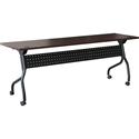Lorell Flip Top Training Table - Rectangle Top - Four Leg Base - 4 Legs - 72" Table Top Width x 23.60" Table Top Depth - 29.50" Height x 70.88" Width x 23.63" Depth - Assembly Required - Black, Mahogany - Melamine, Nylon - 1 Each