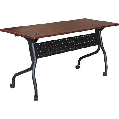 Lorell Flip Top Training Table - Rectangle Top - Four Leg Base - 4 Legs - 48" Table Top Width x 23.60" Table Top Depth - 29.50" Height - Cherry, Black - Melamine, Nylon - Metal Base Material - 1 Each