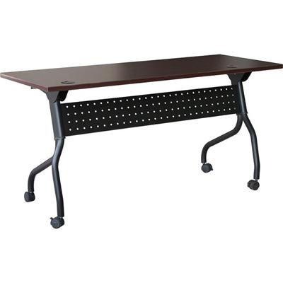 Lorell Flip Top Training Table - Rectangle Top - Four Leg Base - 4 Legs - 48" Table Top Width x 23.60" Table Top Depth - 29.50" Height x 47.25" Width x 23.63" Depth - Assembly Required - Black, Mahogany - Melamine, Nylon - 1 Each