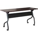 Lorell Flip Top Training Table - Rectangle Top - Four Leg Base - 4 Legs - 48" Table Top Width x 23.60" Table Top Depth - 29.50" Height x 47.25" Width x 23.63" Depth - Assembly Required - Black, Mahogany - Melamine, Nylon - 1 Each
