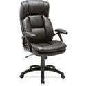 Lorell High-back Cushioned Office Chair - Bonded Leather Seat Material - Bonded Leather Back Material - High Back - 5-star Base - Black - 1 Each
