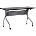 Lorell Flip Top Training Table - Rectangle Top - Four Leg Base - 4 Legs - 48" Table Top Width x 23.50" Table Top Depth - 29.50" Height x 47.25" Width x 23.63" Depth - Assembly Required - Espresso, Silver - Melamine, Nylon - 1 Each