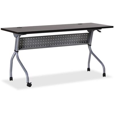 Lorell Flip Top Training Table - Rectangle Top - Four Leg Base - 4 Legs - 60" Table Top Width x 23.50" Table Top Depth - 29.50" Height x 59" Width x 23.63" Depth - Assembly Required - Espresso, Silver - Melamine, Nylon - 1 Each