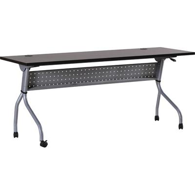 Lorell Flip Top Training Table - Rectangle Top - Four Leg Base - 4 Legs - 72" Table Top Width x 23.50" Table Top Depth - 29.50" Height x 70.88" Width x 23.63" Depth - Assembly Required - Espresso, Silver - Melamine, Nylon - 1 Each