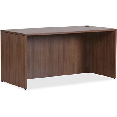 Lorell Essentials Series Rectangular Desk Shell - 29.5" Height x 70.9" Width x 35.4" Depth x 1" Thickness Top, 29.5" Height x 70.9" Width x 35.4" Depth Desk - Finish: Walnut Laminate - Lockable, Grommet, Modesty Panel, Adjustable Feet - For Office - 