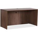 Lorell Essentials Series Credenza Shell - 29.5" Height x 66.1" Width x 23.6" Depth Credenza, x 1" Thickness Top, x 3.8" Thickness Drawer Pull - Walnut, Laminate Table Top - Durable, Grommet, Cord Management, Adjustable Feet, Lockable - For Office - 1
