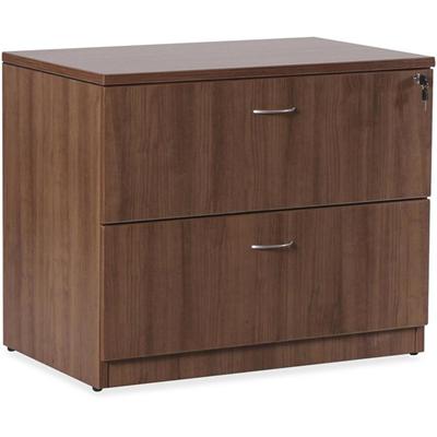 Lorell Essentials Series Lateral File - x 1" Thickness Top, 29.5" Height x 35.5" Width x 22" Depth Lateral File - Total Drawer(s): 2 - Walnut, Laminate Table Top - Durable, Built-in Hangrail, Ball Bearing Slide, Drawer Extension, Lockable, Anti-tip, 