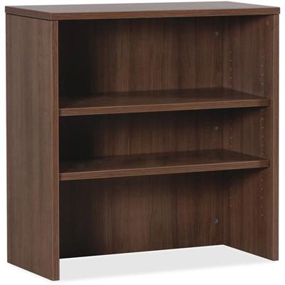 Lorell Essentials Series Stack-on Bookshelf - 36" Height x 36" Width x 15" Depth - 2 Shelve(s) - Material: MFC, Polyvinyl Chloride (PVC) - Finish: Walnut, Laminate - Stackable - For Office, Book, Binder, Display Screen - 1 Each