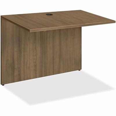Lorell Essentials Series Bridge - 29.5" Height x 47.3" Width x 23.6" Depth Bridge, x 1" Thickness Top - Finish: Walnut - Laminate Table Top - Durable, Grommet, Back Panel, Cord Management, Modesty Panel - For Office - 1 Each