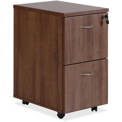 Lorell Essentials Series File/File Mobile File Cabinet - 28.4" Height x 15.7" Width x 22" Depth Pedestal, x 1.5" Diameter Caster - Total Drawer(s): 2 - Finish: Laminate, Walnut - Mobility, Built-in Hangrail, Locking Pedestal, Dual Wheel Caster - For 