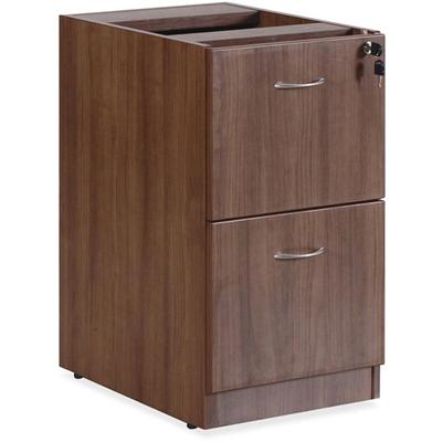 Lorell Essentials Series File/File Fixed File Cabinet - 28.5" Height x 15.5" Width x 21.9" Depth Pedestal, x 3.8" Width - Total Drawer(s): 2 - Finish: Laminate, Walnut - Built-in Hangrail, Ball-bearing Suspension, Mobility - For File, File Folder - 1