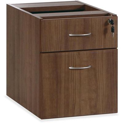 Lorell Essentials Series Box/File Hanging File Cabinet - 18.9" Height x 15.5" Width x 21.9" Depth - Total Drawer(s): 2 - Finish: Walnut Laminate - Built-in Hangrail, Ball Bearing Slides, Lockable, Durable, Adjustable Feet - For Office - 1 Each