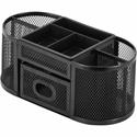 Lorell Mesh Desktop Organizer - Desktop - Compact, Sturdy, Removable Compartment - Black - Steel, Mesh, Plastic - 1 Each