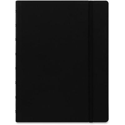 Rediform A5 Size Filofax Notebook - A5 - 56 Sheets - Twin Wirebound - 0.24" Ruled - A5 - 8 1/4" x 5 13/16" Sheet Size - 8.50" Height x 6.4" Width - Off White/Ivory Paper - Black Leatherette Cover - Elastic Closure, Indexed, Pocket, Ruler, Refillable,