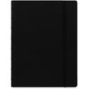 Rediform A5 Size Filofax Notebook - A5 - 56 Sheets - Twin Wirebound - 0.24" Ruled - A5 - 8 1/4" x 5 13/16" Sheet Size - 8.50" Height x 6.4" Width - Off White/Ivory Paper - Black Leatherette Cover - Elastic Closure, Indexed, Pocket, Ruler, Refillable,