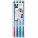 Staedtler Correctable Marker Pens - 0.6 mm Fine Marker Point - Refillable - Assorted Ink - Polypropylene Barrel - 4 / Set