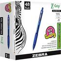Zebra Z-Grip Retractable Ballpoint Pens - 1 mm Medium Pen Point - Retractable - Blue Ink - Clear Plastic Barrel - 48 / Pack