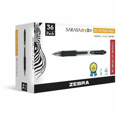Zebra Pen Sarasa Gel Retractable Pens - 0.7 mm Pen Point - Refillable - Retractable - Black Ink - Gel-based - Translucent Barrel - 36 / Pack