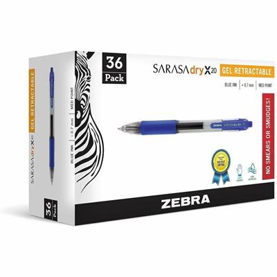 Zebra Pen Sarasa Gel Retractable Pens - 0.7 mm Pen Point - Refillable - Retractable - Blue Ink - Gel-based - Translucent Barrel - 36 / Pack
