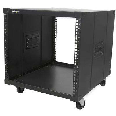 StarTech.com Portable Server Rack with Handles - 9U - For Server, LAN Switch, Patch Panel - 9U Rack Height x 19" Rack Width x 23" Rack Depth - Floor Standing Open Frame - Black - Steel - 220.60 lb Static/Stationary Weight Capacity - TAA Compliant
