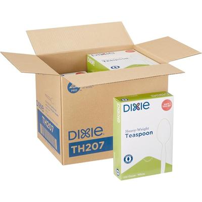 Dixie Heavyweight Disposable Teaspoons Grab-N-Go by GP Pro - Teaspoon - 1000 x Teaspoon - White - 100/Box - 10 / Carton