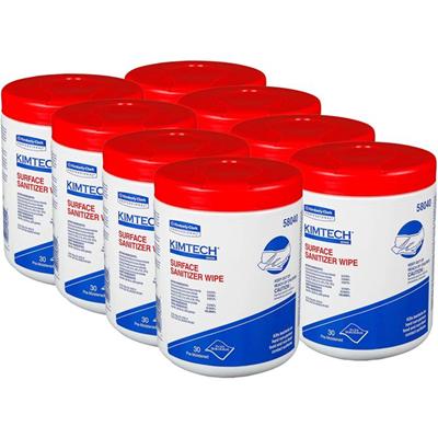 KIMTECH Prep Surface Sanitizer Wipes - For Hard Surface, Nonporous Surface - 12" Length x 12" Width - Recommended For: Bacteria Remover - Pre-moistened - White - 30/Tub - 8 / Carton