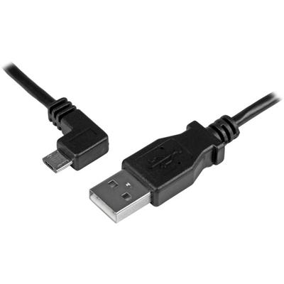 StarTech.com Micro-USB Charge-and-Sync Cable M/M - Left-Angle Micro-USB - 24 AWG - 2m (6 ft.) - 6.56 ft USB/USB Micro-B Data Transfer Cable for Tablet, Wall Charger, Computer, Mobile Device - First End: 1 x 4-pin USB 2.0 Type A - Male - Second End: 1