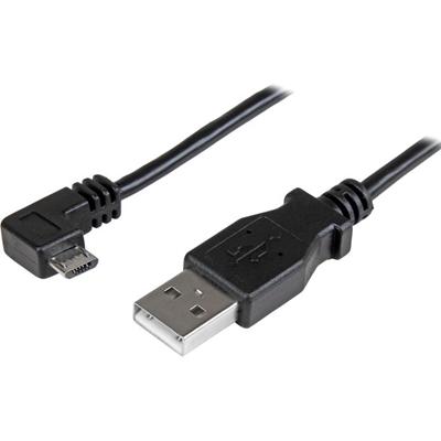 StarTech.com Micro-USB Charge-and-Sync Cable M/M - Right-Angle Micro-USB - 24 AWG - 2m (6ft.) - 6.56 ft USB Data Transfer Cable for Phone, Tablet - First End: 1 x 4-pin USB 2.0 Type A - Male - Second End: 1 x 5-pin Micro USB 2.0 Type B - Male - 480 M