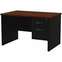 Lorell Modular 48"W x 30"D Right Pedestal Desk, Black/Walnut - 48" Width x 30" Depth, x 1.1" Thickness Top - Total Drawer(s): 2 - Single Pedestal on Right Side - Material: Steel - Finish: Walnut Laminate, Black - Scratch Resistant, Stain Resistant, B