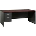 Lorell Fortress Modular Series Left-Pedestal Desk - 72" Width x 36" Depth, x 1.1" Thickness Top - Total Drawer(s): 2 - Single Pedestal on Left Side - Material: Steel - Finish: Mahogany Laminate, Charcoal - Scratch Resistant, Stain Resistant, Ball-bea