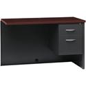 Lorell Fortress Modular Series Right Return - 48" Width x 24" Depth, x 1.1" Thickness Top - Total Drawer(s): 2 - Single Pedestal on Right Side - Material: Steel - Finish: Mahogany Laminate, Charcoal - Scratch Resistant, Stain Resistant, Ball-bearing 