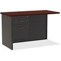 Lorell Fortress Modular Series Left Return - 48" Width x 24" Depth, x 1.1" Thickness Top - Total Drawer(s): 2 - Single Pedestal on Left Side - Material: Steel - Finish: Mahogany Laminate, Charcoal - Scratch Resistant, Stain Resistant, Ball-bearing Su
