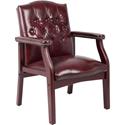 Boss Traditional Oxblood Vinyl Guest Chair with Mahogany Finish - Burgundy Seat Color - Vinyl Seat Material - Burgundy Back Color - Vinyl Back Material - Mahogany Frame Color - Four-legged Base - 1 Each
