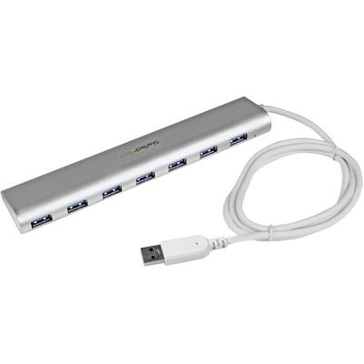 StarTech.com 7 Port Compact USB 3.0 Hub with Built-in Cable - Aluminum USB Hub - Silver - USB - External - 7 USB Port(s) - 7 USB 3.0 Port(s)